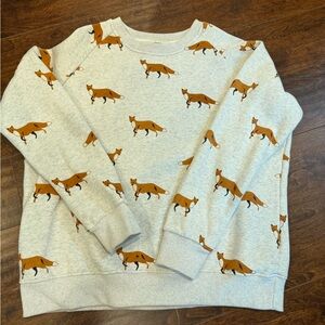 Fox Patterned Gray Sweater